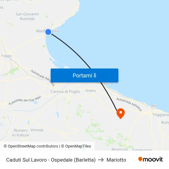 Caduti Sul Lavoro - Ospedale (Barletta) to Mariotto map