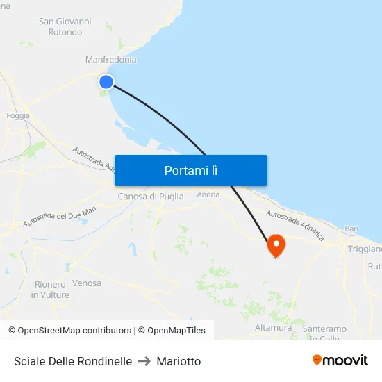 Sciale Delle Rondinelle to Mariotto map