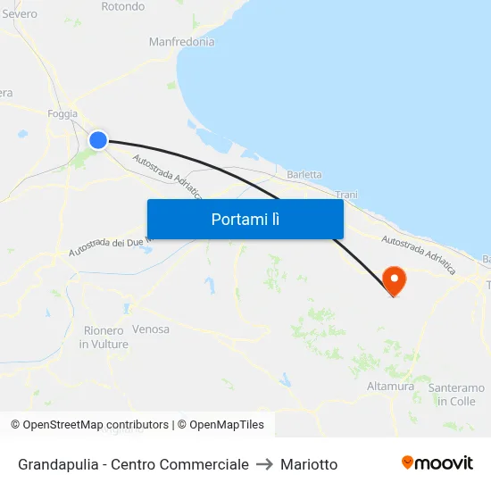 Grandapulia - Centro Commerciale to Mariotto map