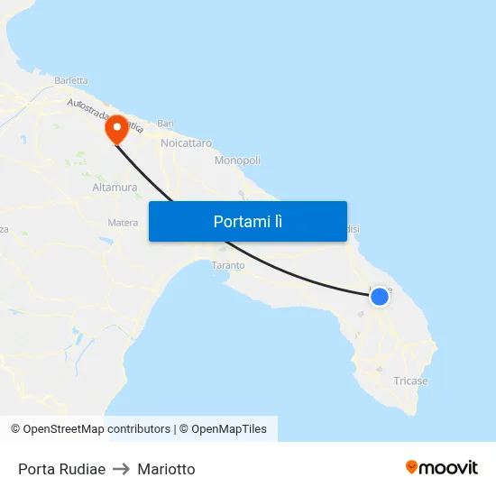 Porta Rudiae to Mariotto map