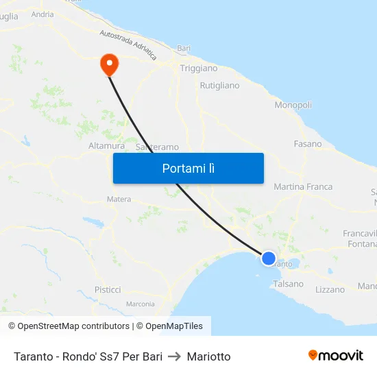 Taranto - Rondo' Ss7 Per Bari to Mariotto map