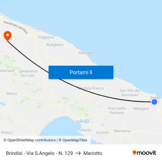 Brindisi - Ss16 Civ.72 Dir. Tuturano to Mariotto map