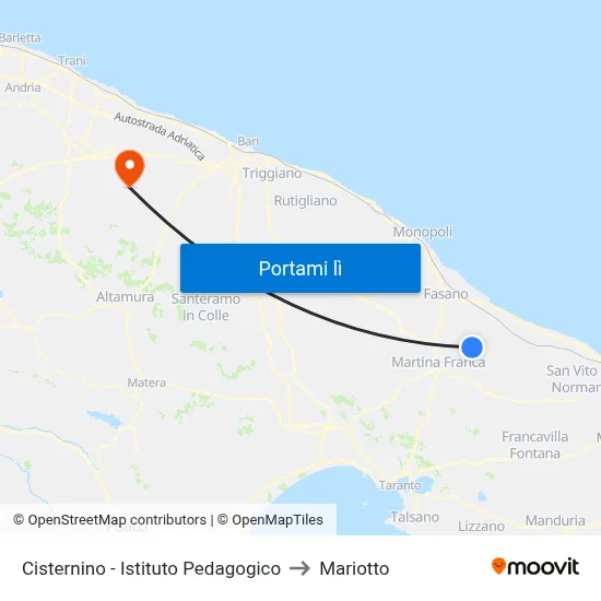Ceglie M.Ca - Via Francavilla to Mariotto map