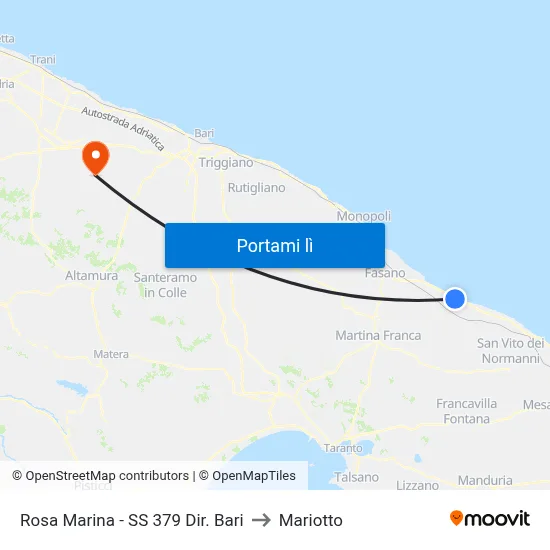 Rosa Marina - SS 379 Dir. Bari to Mariotto map