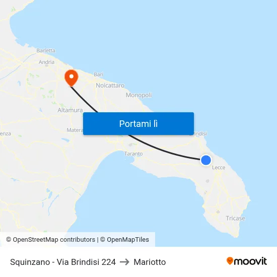 Squinzano - Via Brindisi 224 to Mariotto map