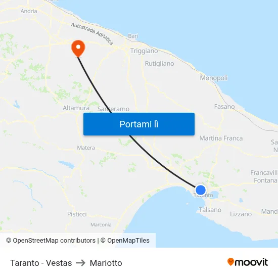 Taranto - Vestas to Mariotto map