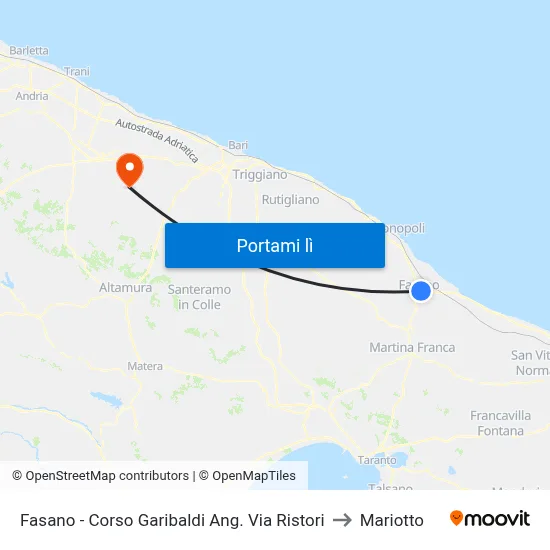 Fasano - Corso Garibaldi Ang. Via Ristori to Mariotto map