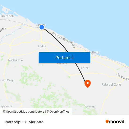 Ipercoop to Mariotto map