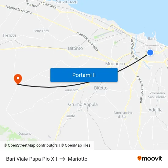 Bari Viale Papa Pio XII to Mariotto map