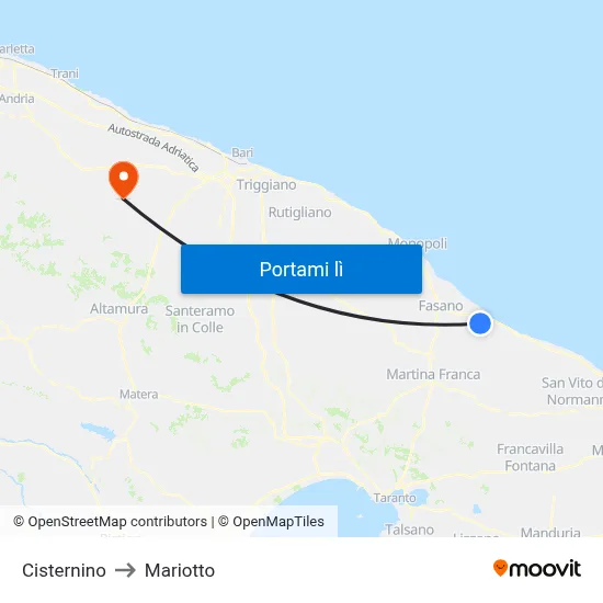 Cisternino to Mariotto map