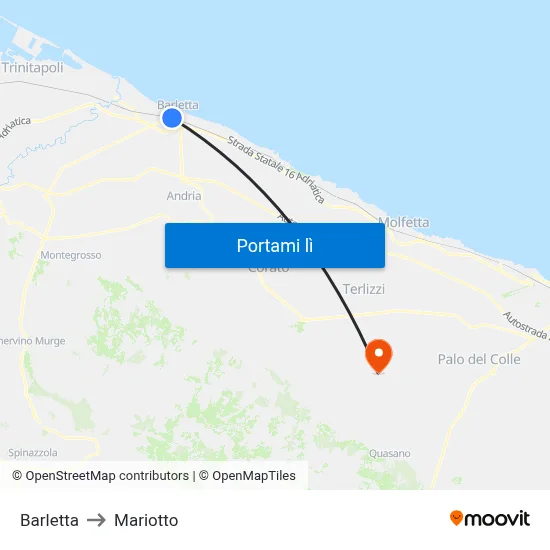 Barletta to Mariotto map
