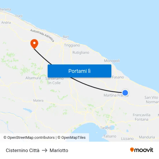 Cisternino Città to Mariotto map