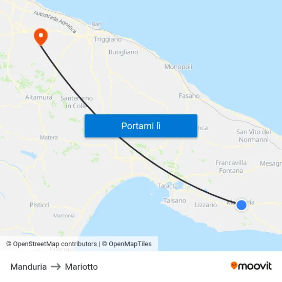 Manduria to Mariotto map
