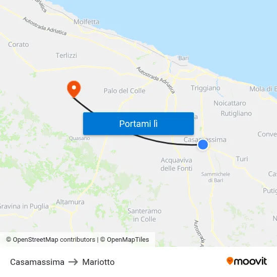 Casamassima to Mariotto map