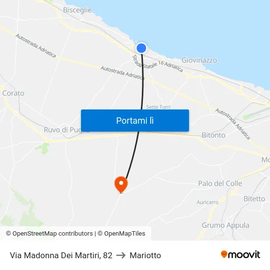 Via Madonna Dei Martiri, 82 to Mariotto map