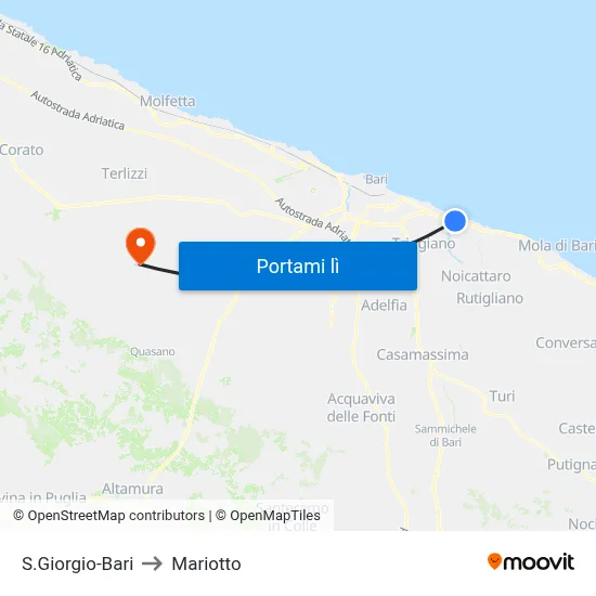 S.Giorgio-Bari to Mariotto map