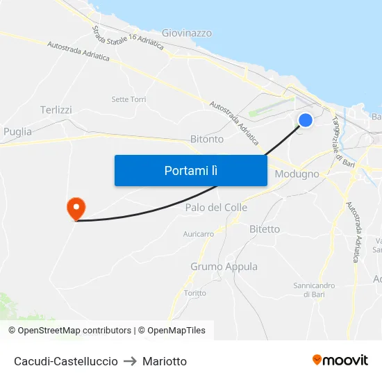 Cacudi-Castelluccio to Mariotto map