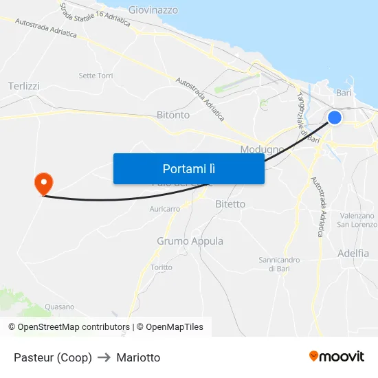 Pasteur (Coop) to Mariotto map