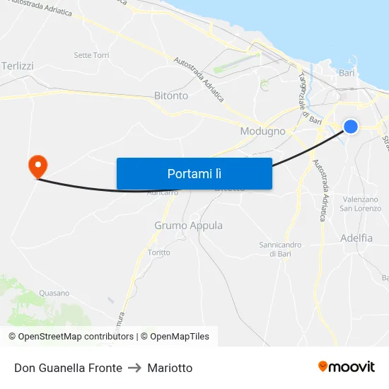 Don Guanella Fronte to Mariotto map