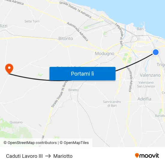 Caduti Lavoro III to Mariotto map