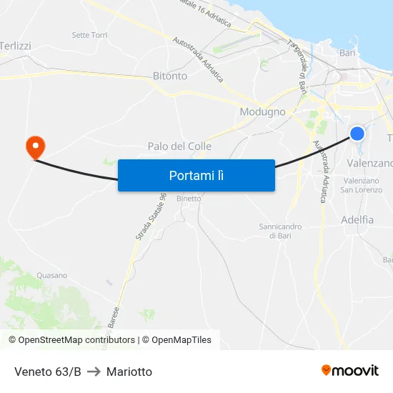 Veneto 63/B to Mariotto map