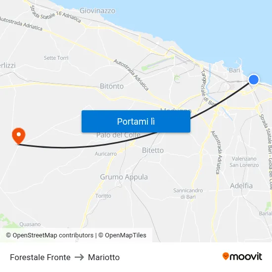 Forestale Fronte to Mariotto map