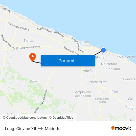 Lung. Giovine XII to Mariotto map