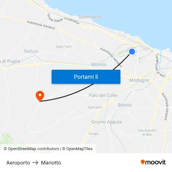 Aeroporto to Mariotto map