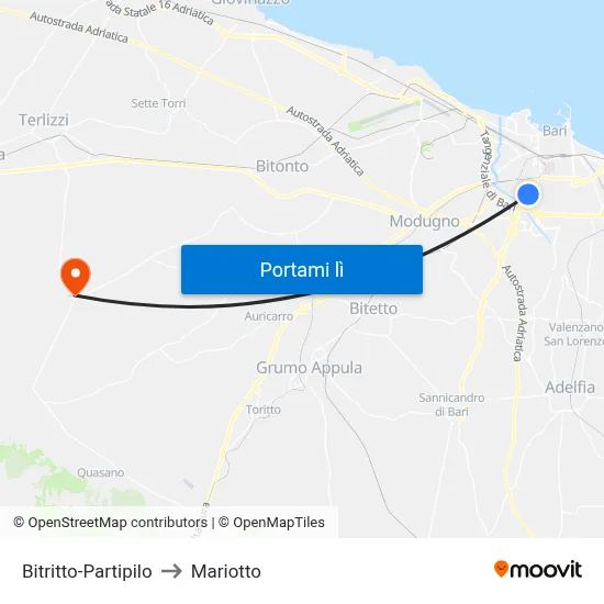 Bitritto-Partipilo to Mariotto map
