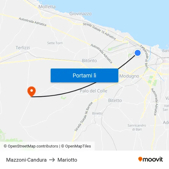 Mazzoni-Candura to Mariotto map