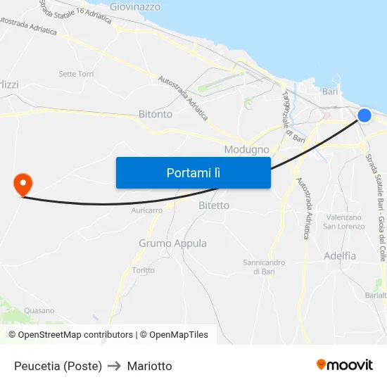 Peucetia (Poste) to Mariotto map