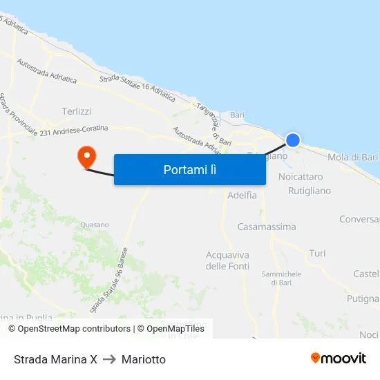 Strada Marina X to Mariotto map