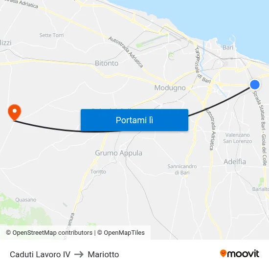 Caduti Lavoro IV to Mariotto map