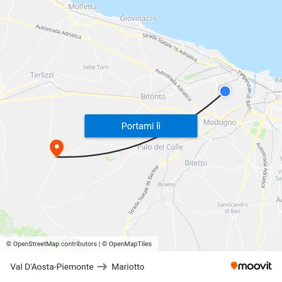 Val D'Aosta-Piemonte to Mariotto map