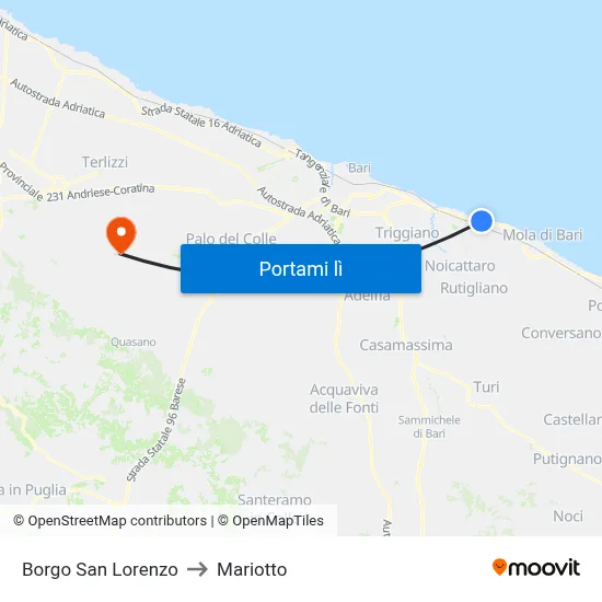 Borgo San Lorenzo to Mariotto map