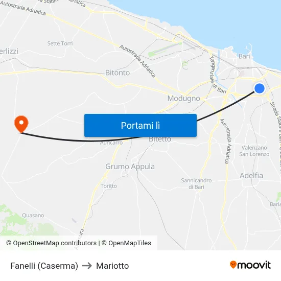 Fanelli (Caserma) to Mariotto map