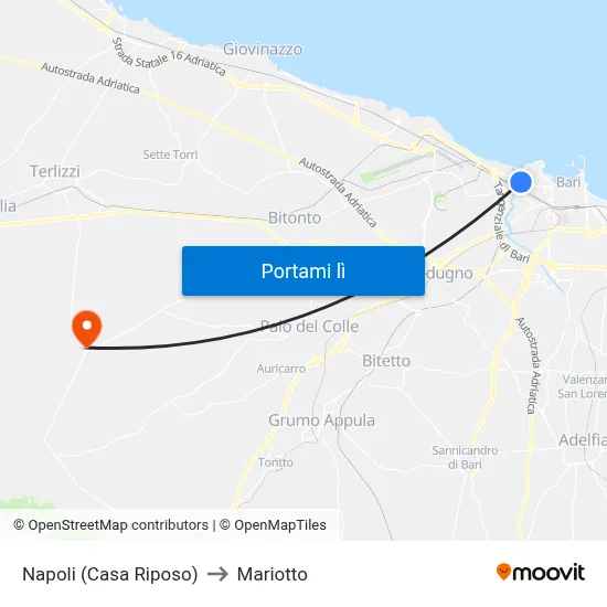 Napoli (Casa Riposo) to Mariotto map