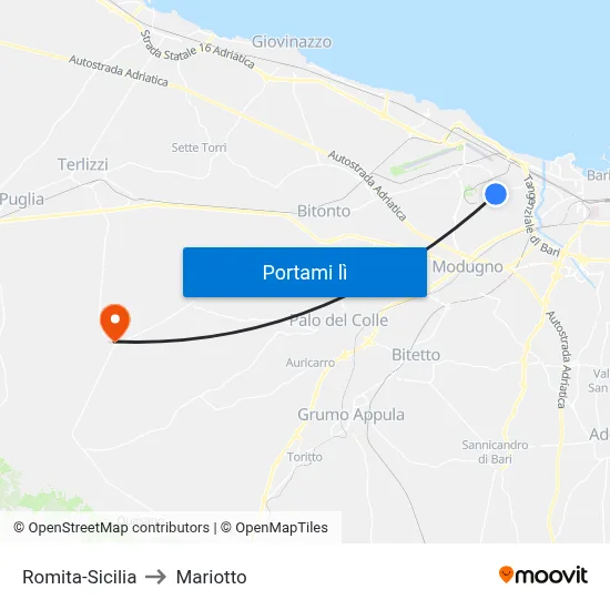 Romita-Sicilia to Mariotto map