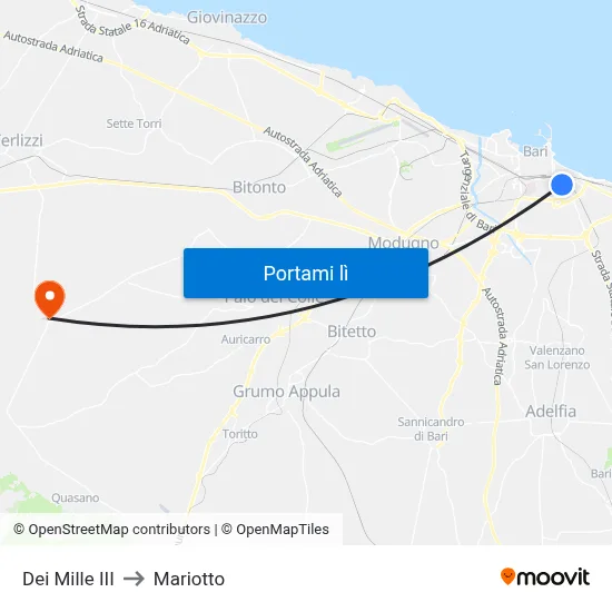 Dei Mille III to Mariotto map