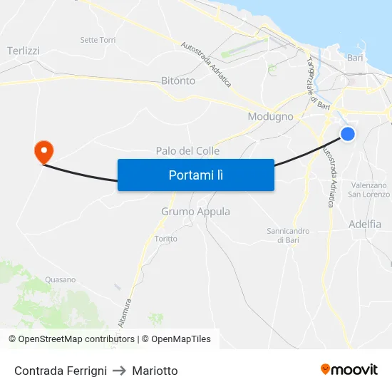 Contrada Ferrigni to Mariotto map