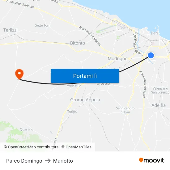 Parco Domingo to Mariotto map