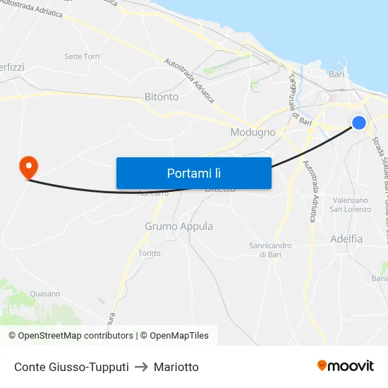 Conte Giusso-Tupputi to Mariotto map