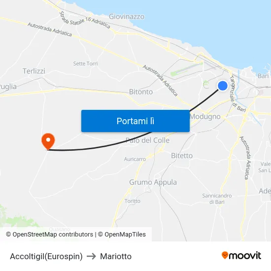 Accoltigil(Eurospin) to Mariotto map