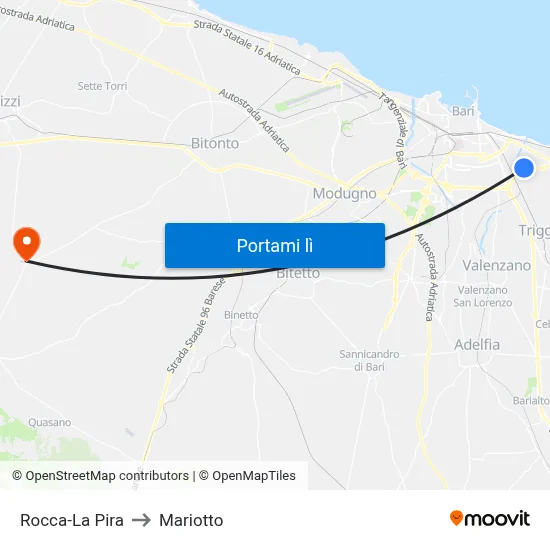 Rocca-La Pira to Mariotto map