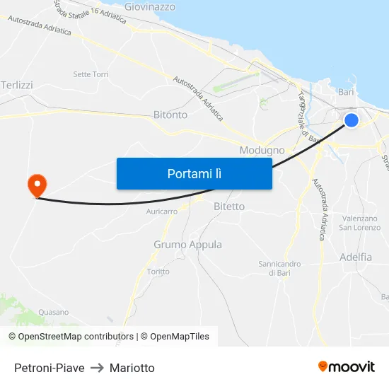 Petroni-Piave to Mariotto map