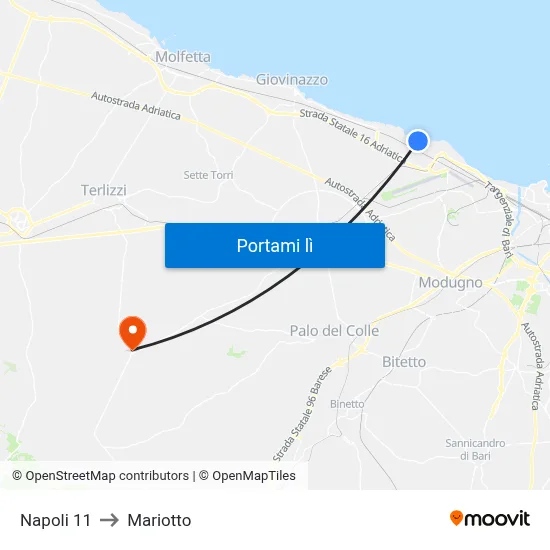 Napoli 11 to Mariotto map