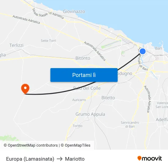 Europa (Lamasinata) to Mariotto map