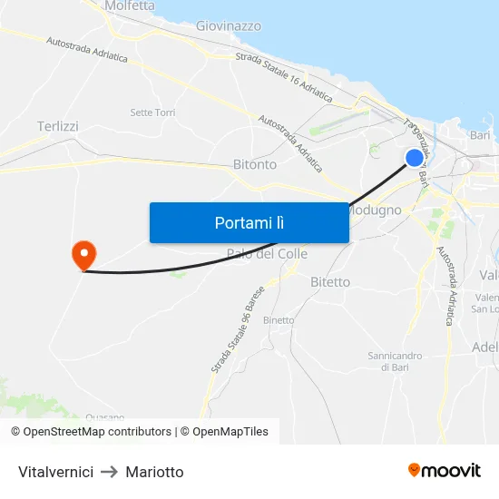 Vitalvernici to Mariotto map