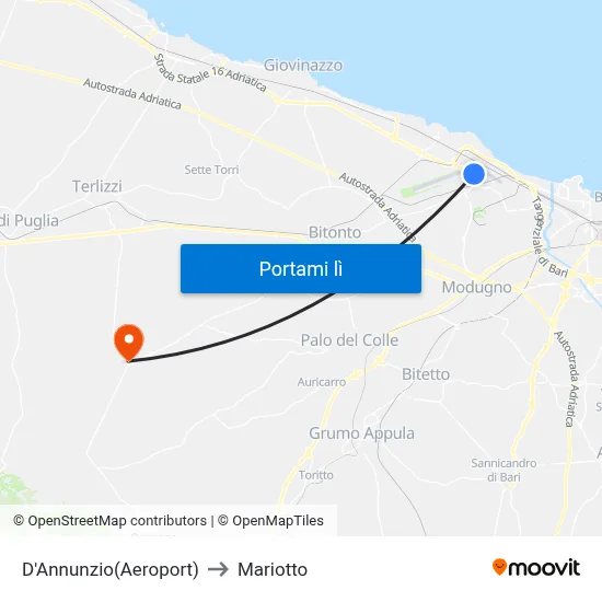 D'Annunzio(Aeroport) to Mariotto map