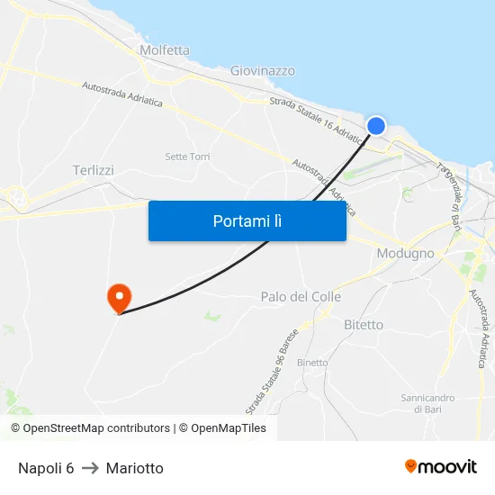 Napoli 6 to Mariotto map